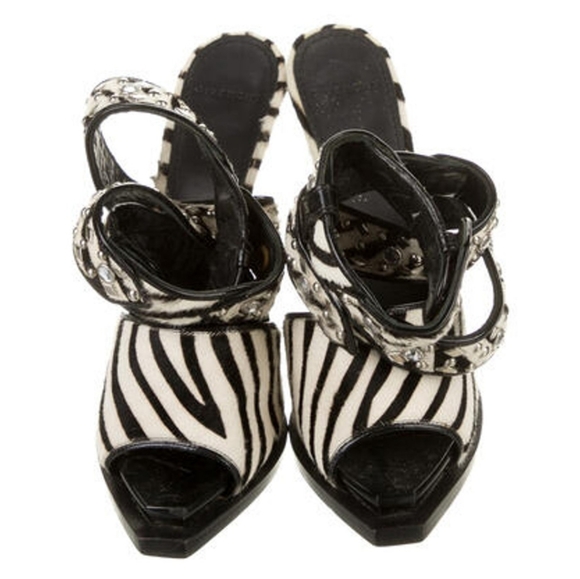 Givenchy Zebra Rhinestone Hair Print Stilletto Heels Size 40 9 - Picture 3 of 5